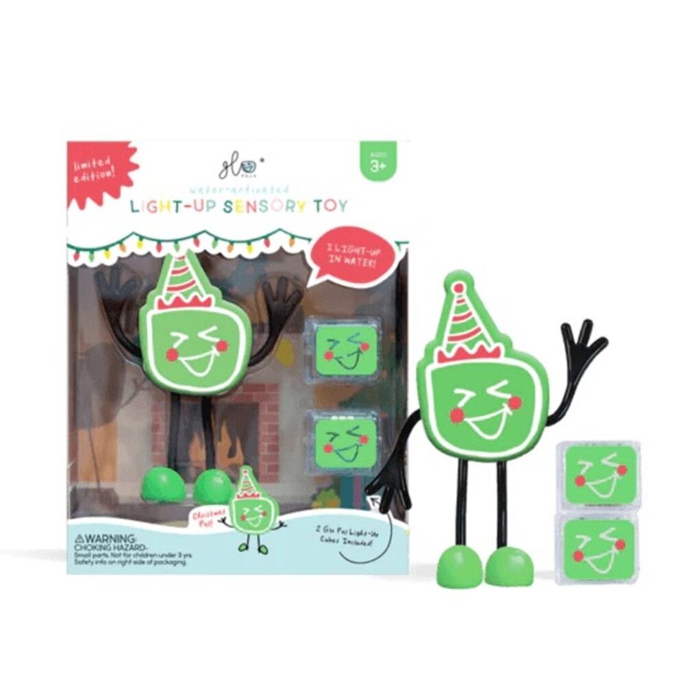 NEW Glo Pals Christmas Pal Light-Up Sensory Bath Toy‎ w Cubes Kids Stocking